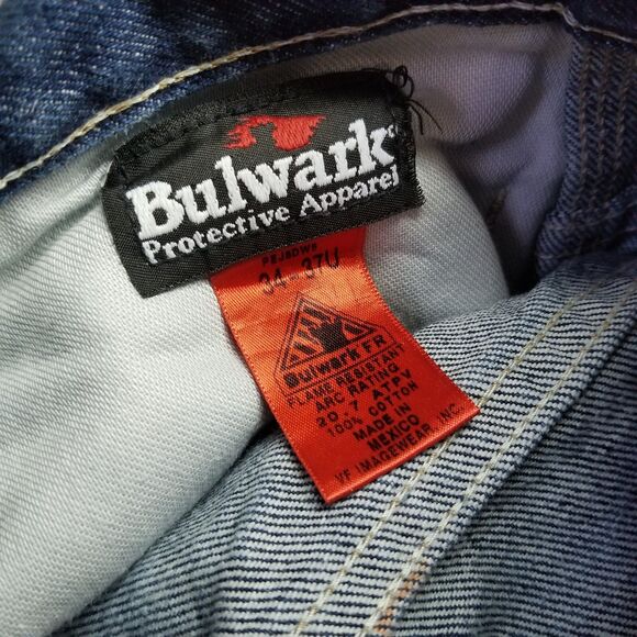 BULWARK FR Mens Blue Denim Fire Flame Resistant  Work Jeans Size 34 X 35 PEJ8DW5 - Picture 14 of 16